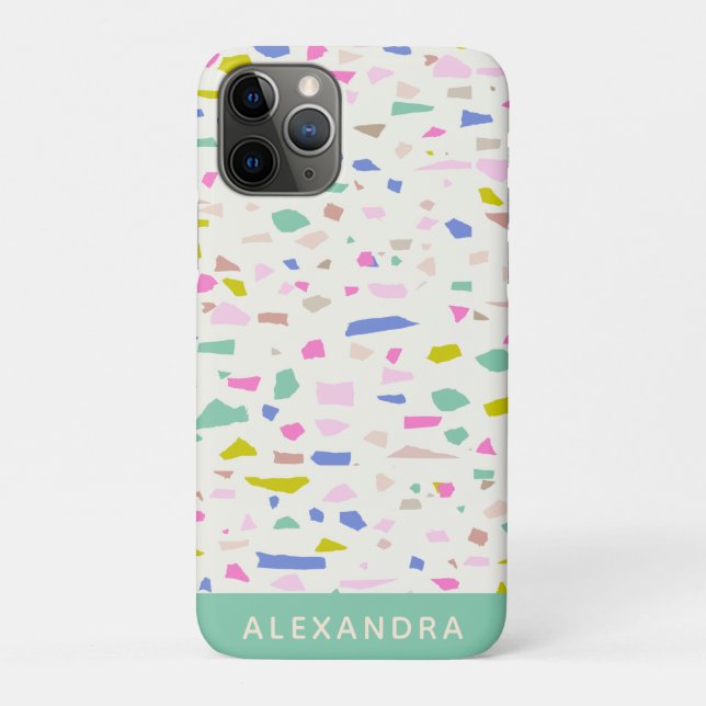 Capa Para iPhone 11 Pro Fragmento brilhante Terrazzo Personalizado (Verso)