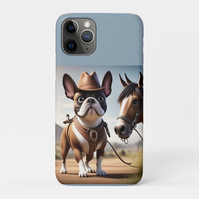 Capa Para iPhone 11 Pro Französische Bulldogge Cowboyhut French Bulldog (Verso)