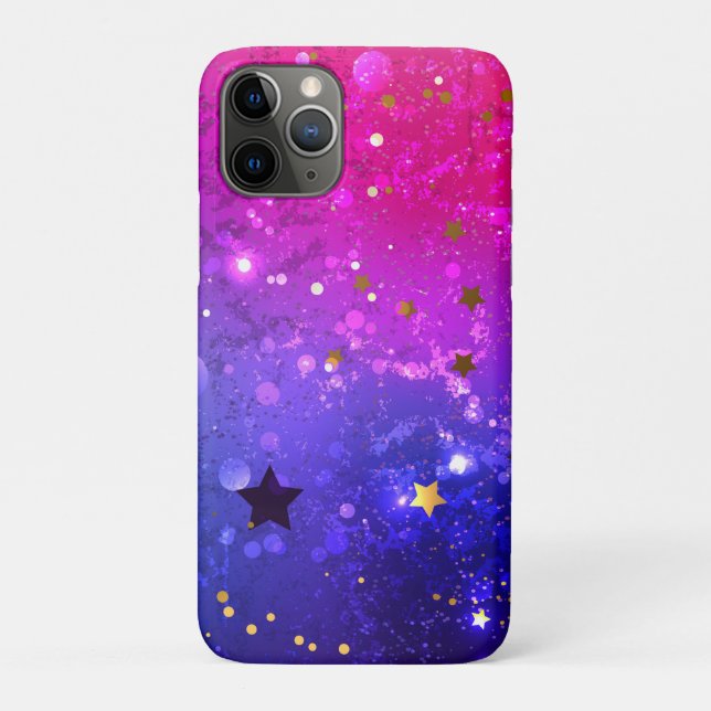 Capa Para iPhone 11 Pro Fundo Azul Cor-de-rosa brilhante (Verso)