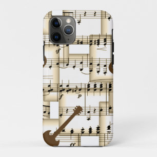 Capa Para iPhone 11 Pro fundo de guitarra de papel
