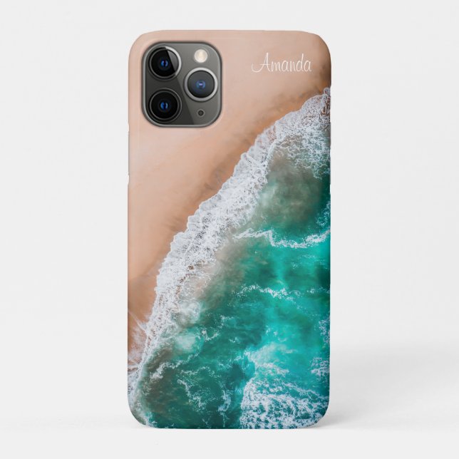 Capa Para iPhone 11 Pro Fundo de Praia Tropical Feminina (Verso)