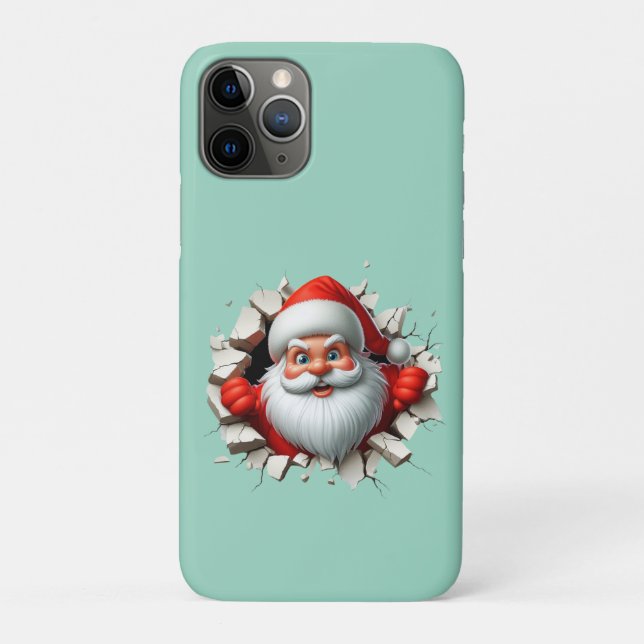 Capa Para iPhone 11 Pro Funny 3D Santa Claus Christmas Holiday Design (Verso)