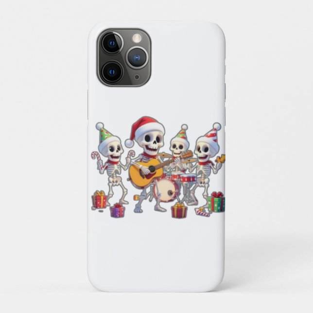 Capa Para iPhone 11 Pro Funny Skeleton Band Christmas & New Year – 3D Cart (Verso)