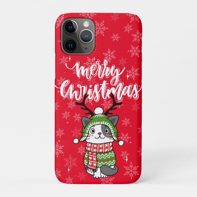 Capa Para iPhone 11 Pro Gancho de Natal de Gato Bonito Galore (Verso)