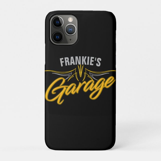 Capa Para iPhone 11 Pro Garagem Personalizada do Biker de Estilo Neon Retr (Verso)