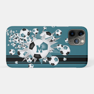 Capa Para iPhone 11 Pro garotas monogramas bolas de futebol estrelas preto