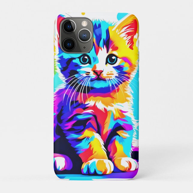 Capa Para iPhone 11 Pro Gatinho Colorido Splash (Verso)