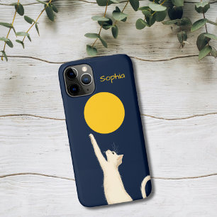 Capa Para iPhone 11 Pro Gato Alcançando a Lua