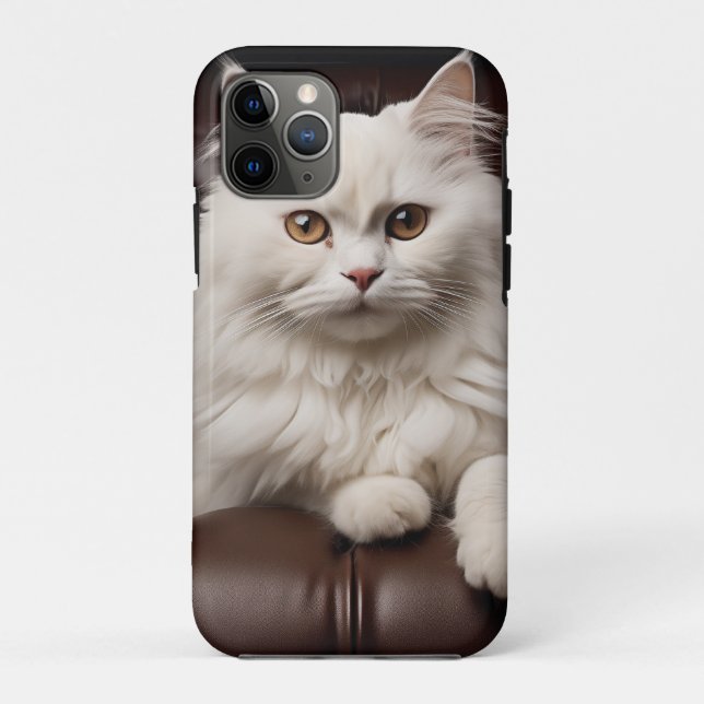 Capa Para iPhone 11 Pro Gato branco majestoso (Verso)