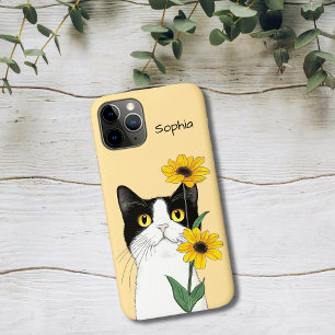 Capa Para iPhone 11 Pro Gato com Girassóis