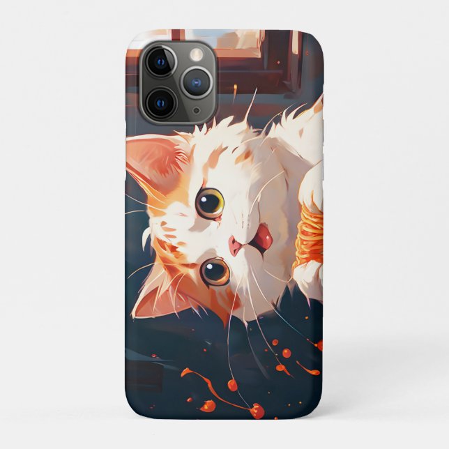 Capa Para iPhone 11 Pro Gato comendo espaguete (Verso)