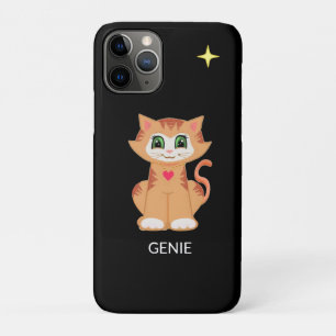 Capa Para iPhone 11 Pro Gato de Gatinho e Estrela em Preto