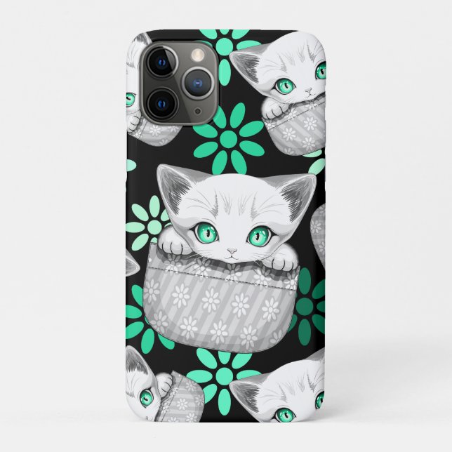 Capa Para iPhone 11 Pro Gato, Gato, Gato e Playaking de uma Bolsa (Verso)