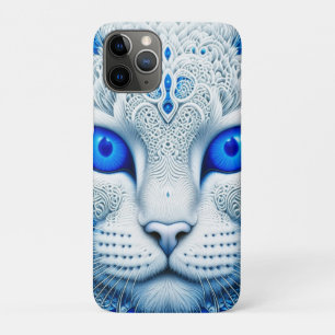 Capa Para iPhone 11 Pro Gato Místico Branco Arte Etérea de IA