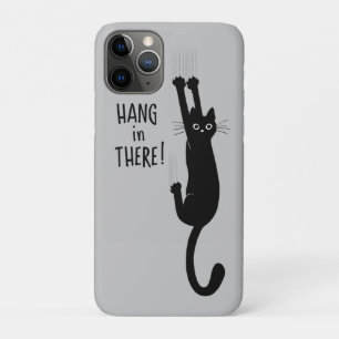 Capa Para iPhone 11 Pro Gato Negro Engraçado Seguindo Aguente firme!