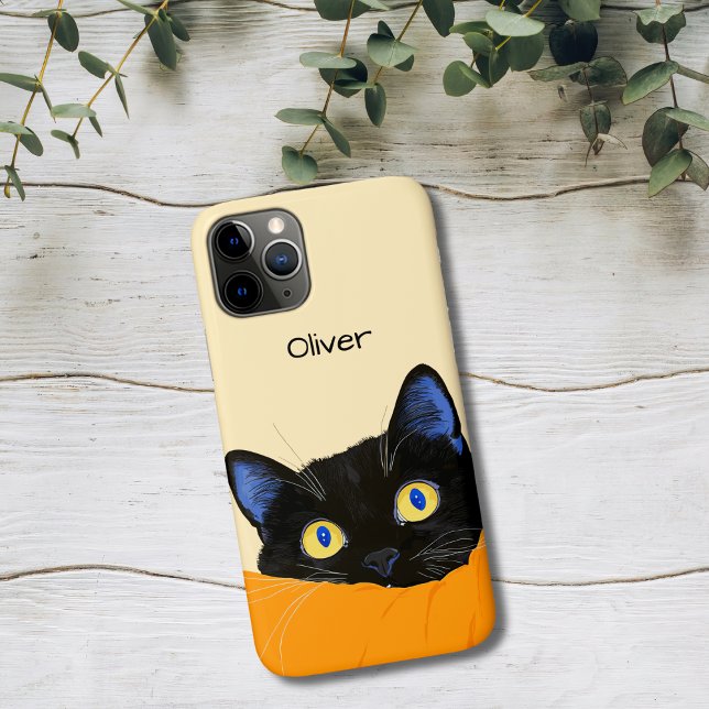 Capa Para iPhone 11 Pro Gato Preto Espiando (Criador carregado)