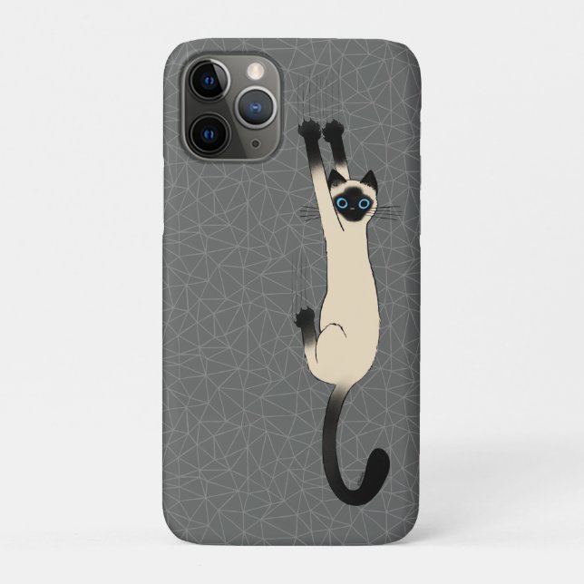 Capa Para iPhone 11 Pro Gato Siamês Seguindo | Gato Engraçado (Verso)