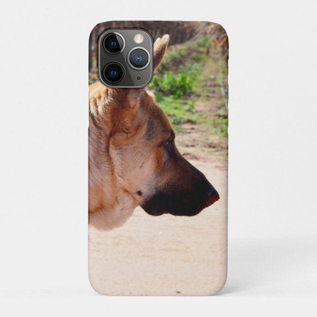 Capa Para iPhone 11 Pro German shepherd Em Alerta, (Verso)