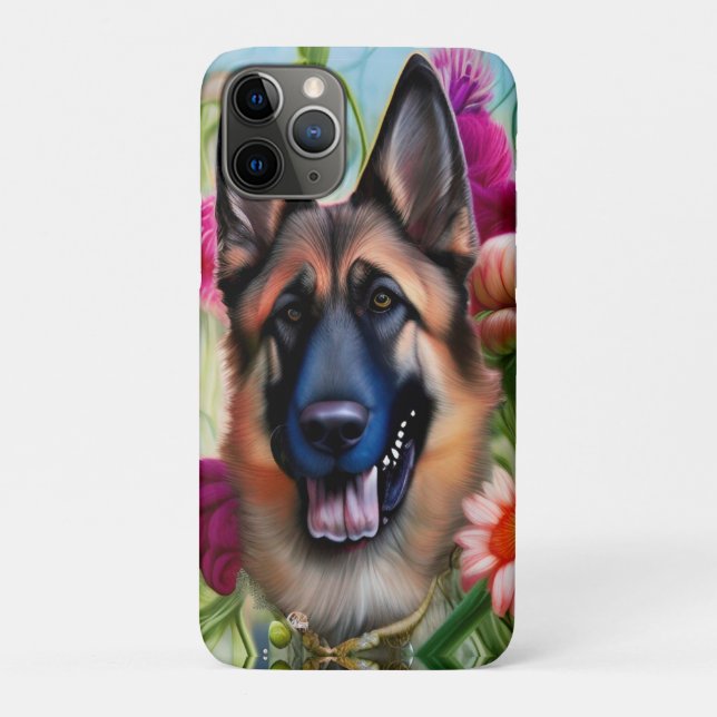 Capa Para iPhone 11 Pro German shepherd no Jardim (Verso)