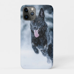 Capa Para iPhone 11 Pro German shepherd preto no Cobrir da escova de neve