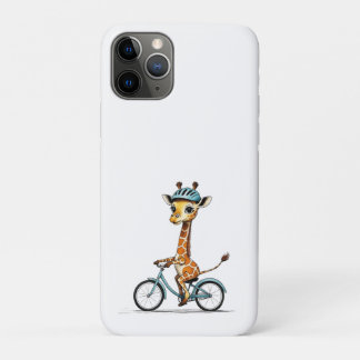 Capa Para iPhone 11 Pro Girafa Andando Bicicleta - Arte Lápis Desenhada à 