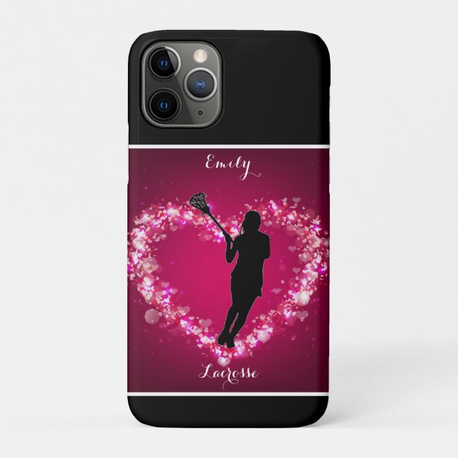 Capa Para iPhone 11 Pro Girls Lacrosse Floating Hearts (Verso)