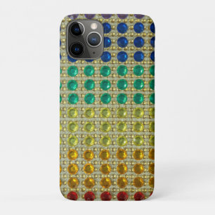 Capa Para iPhone 11 Pro Glitter dourado dourado dourado gemas azuis rinest