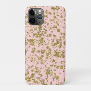 Capa Para iPhone 11 Pro Glitter Rosa e Dourado Glitter Girly Glam Moderno 