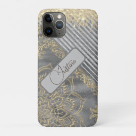 Capa Para iPhone 11 Pro Glittery Chic Mandala Personalizada