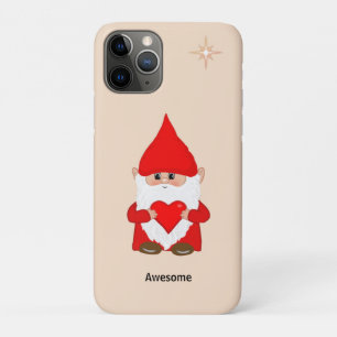 Capa Para iPhone 11 Pro Gnomo feliz com coração em Bege Champanhe