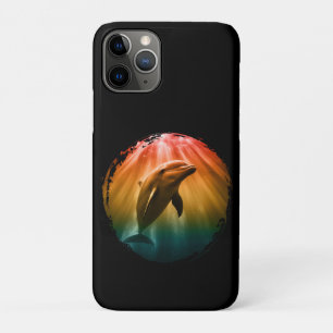 Capa Para iPhone 11 Pro golfinho verão mar oceano pôr do sol