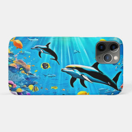 Capa Para iPhone 11 Pro Golfinhos e Recife: Alegria Submarina
