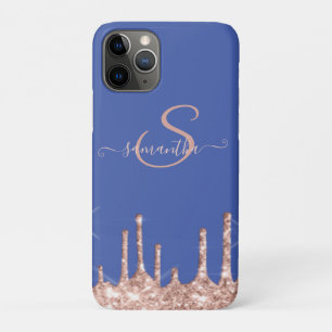 Capa Para iPhone 11 Pro Gotas de Brilho Rosa Menina,Monograma
