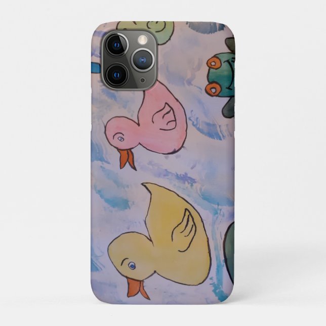 Capa Para iPhone 11 Pro Gotas de chuva em Ducklings (Verso)