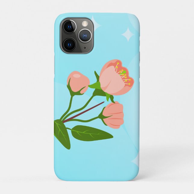Capa Para iPhone 11 Pro Gradação do céu azul com ramificação primavera flo (Verso)