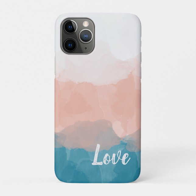 Capa Para iPhone 11 Pro Gradação Gradata de Amor Azul e Rosa-Rosa (Verso)