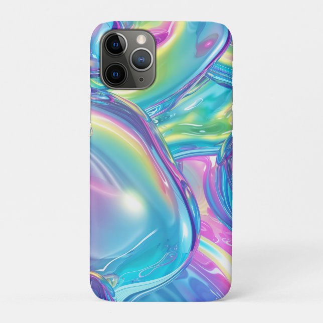 Capa Para iPhone 11 Pro Gradiente de Aura de Metal Líquido Holográfico Est (Verso)