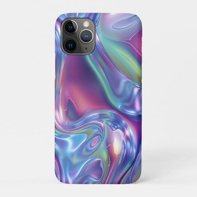 Capa Para iPhone 11 Pro Gradiente de Aura Metálico Líquido Holográfico Est (Verso)