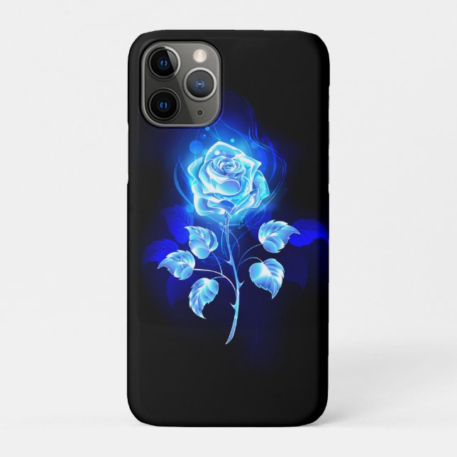 Capa Para iPhone 11 Pro Gravação de Rosa Azul (Verso)