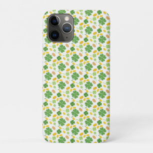 Capa Para iPhone 11 Pro Green 4 Leaf Clovers St Patricks Day Coins 