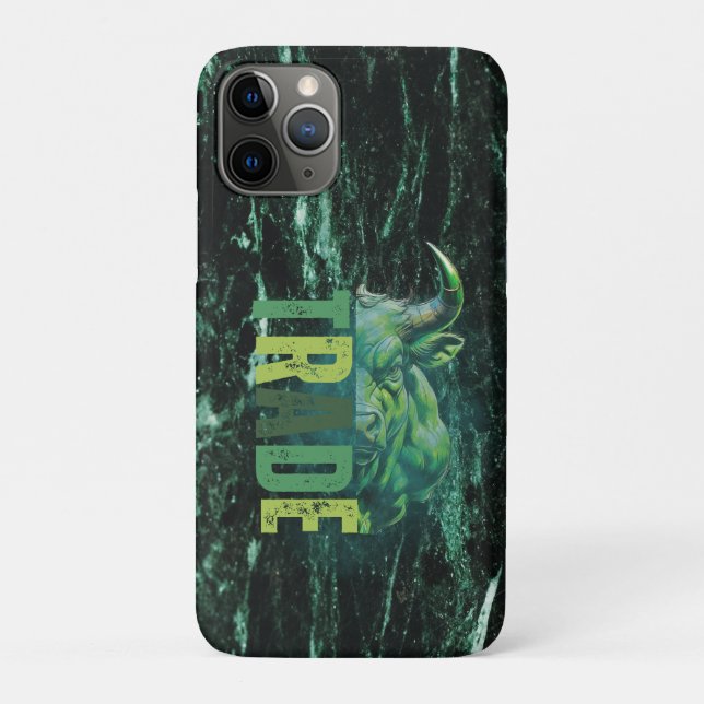 Capa Para iPhone 11 Pro Green bull | Trade Design | Marble (Verso)