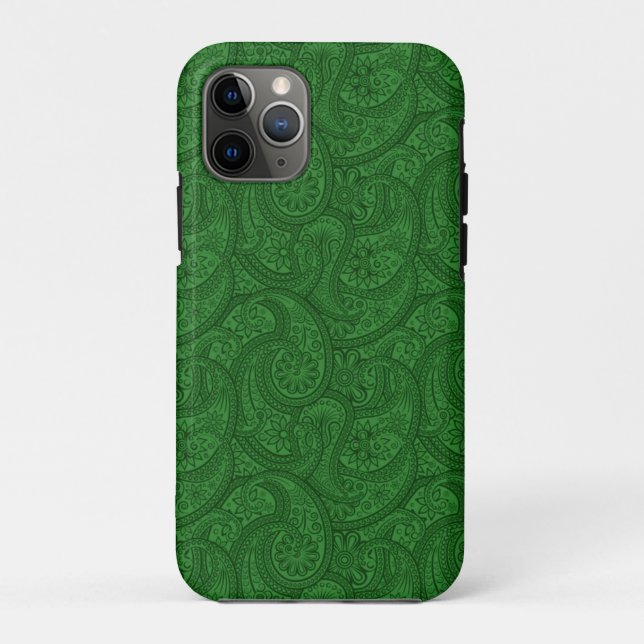 Capa Para iPhone 11 Pro Green Paisley (Verso)
