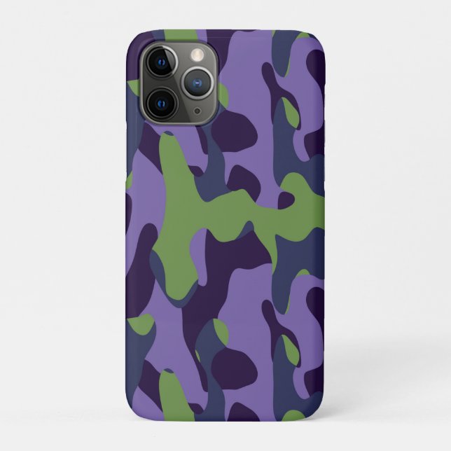 Capa Para iPhone 11 Pro Green Purple and Blue Camo abstract (Verso)