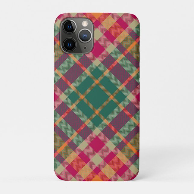 Capa Para iPhone 11 Pro Green Red Yellow Scottish Tartan Plaid (Verso)