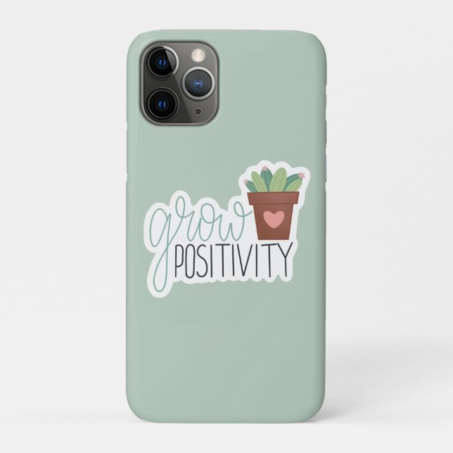 Capa Para iPhone 11 Pro Grow Positivity - Inspirational Calligraphy Design (Verso)