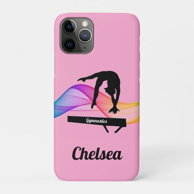 Capa Para iPhone 11 Pro Gymnastics Balance Beam Swirl Pink (Verso)