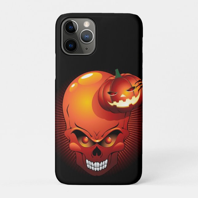 Capa Para iPhone 11 Pro Halloween Skull e Pumpkin (Verso)