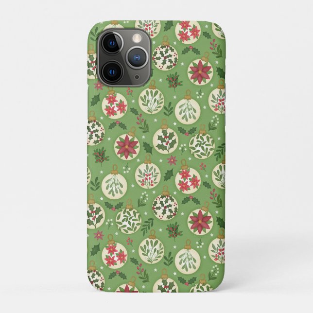 Capa Para iPhone 11 Pro Hand Drawn Christmas Ornaments  (Verso)
