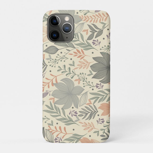 Capa Para iPhone 11 Pro Hand Drawn Flowers (Verso)