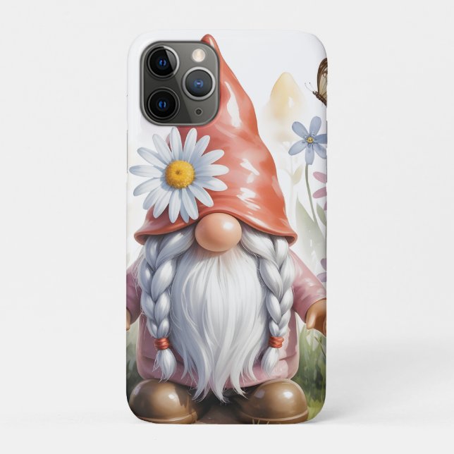 Capa Para iPhone 11 Pro Hello Spring Garden Gnome: Cute Gnome with Braids (Verso)